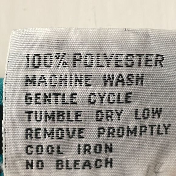 J. B. Too vintage aqua & black print blouson flutter sleeve pleat dress size 14 - Picture 9 of 9